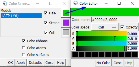 Chimera color editor